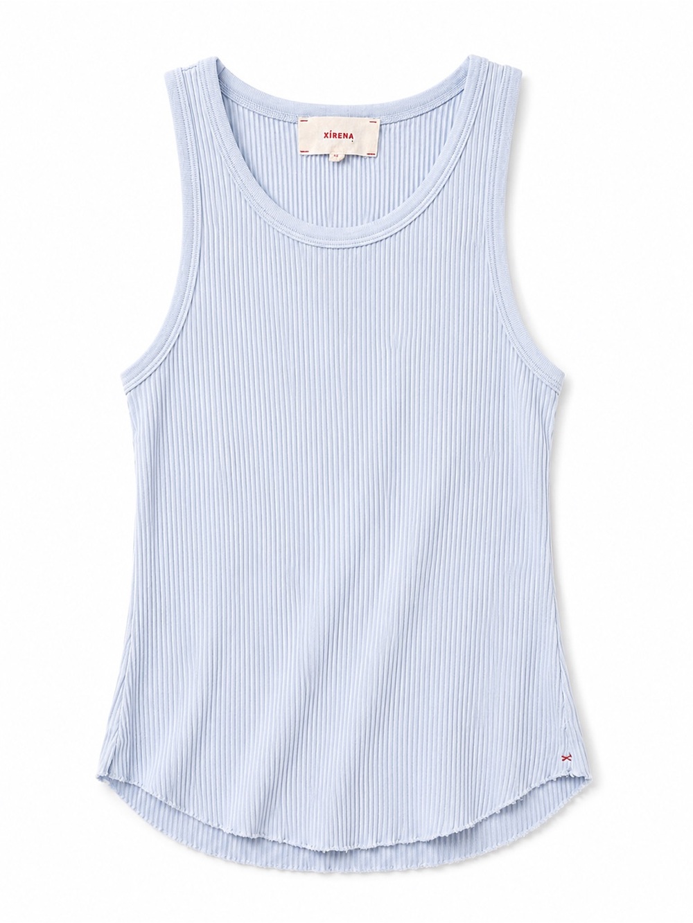 Xirena Arynn Ribbed Tank Top Light Blue Sleeveless Raw Hem XS